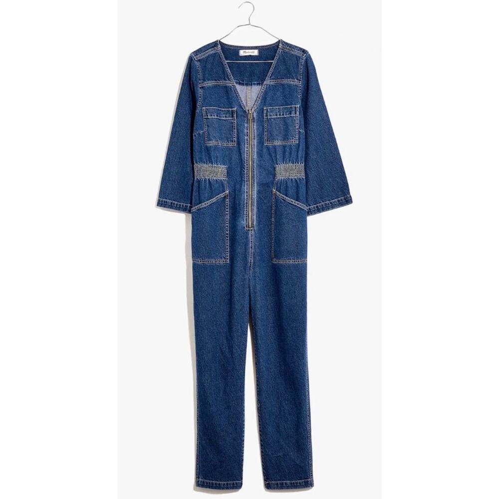 Madewell Denim Jumpsuit Small Blue Zip Front One Piece Coveralls NWOT - Picture 3 of 13